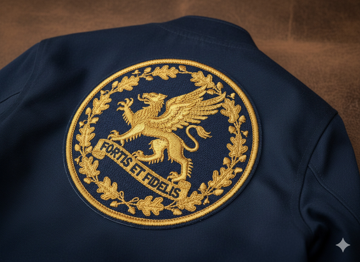 Large appliqué design on jacket